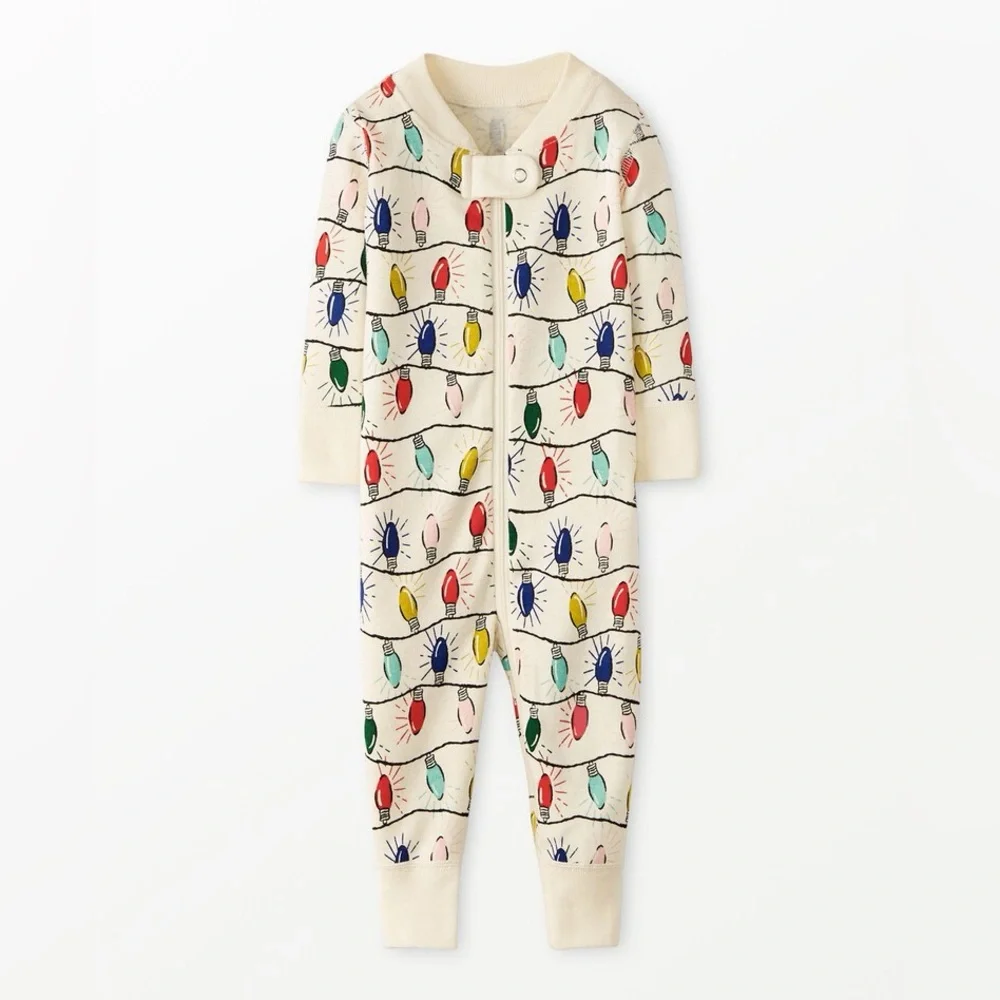 Hanna Andersson holiday lights 6/12m zipper romper